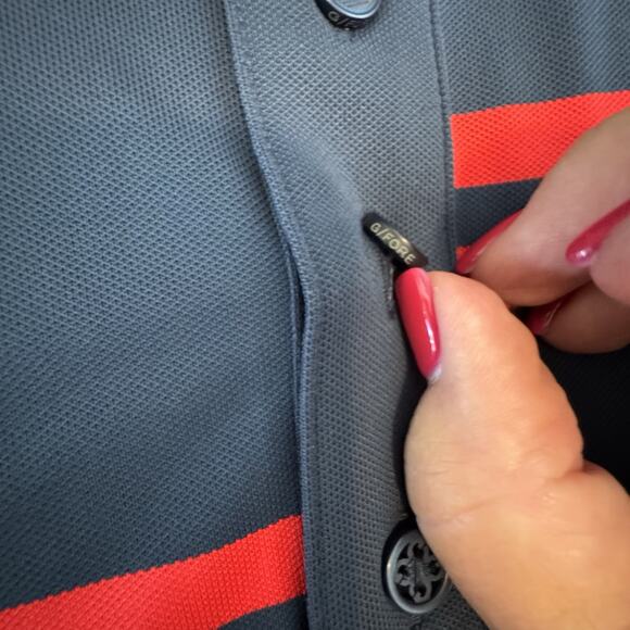 NWT G/FORE Golf Offset Stripe Tech Pique Polo Shirt Sz. LG. Patriotic Red/Blue - Picture 5 of 8